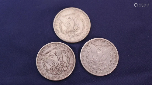 3 1883 Morgan Silver Dollars