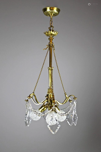 Unusual Crystal Basket Fixture Attrib. Caldwell