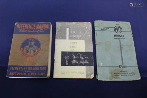 3 Rare Original Automobile Manuals