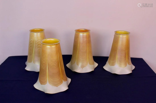 Set of 4 Fine Tall Steuben Gold Art Glass Shades