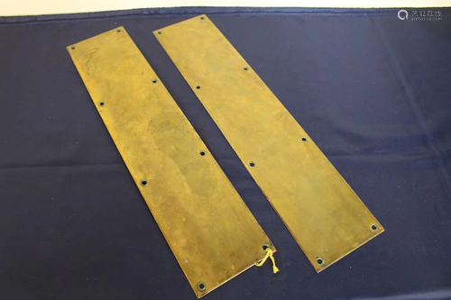 2 Large Brass Door Pushes Plates