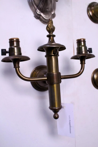 C.1910 Gas and Electric Brass Sconce