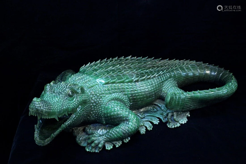 Jade Alligator Sculpture Hand Carved