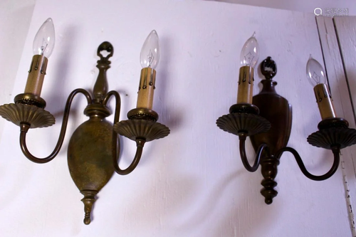 Pair of C1900 Colonial Style Wall Sconces