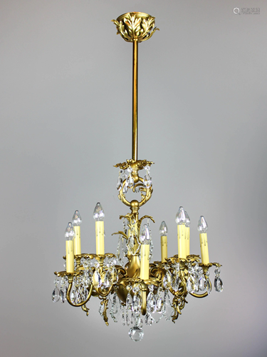 Gold Plated Rococo Converted Gas Chandelier (10 Light)