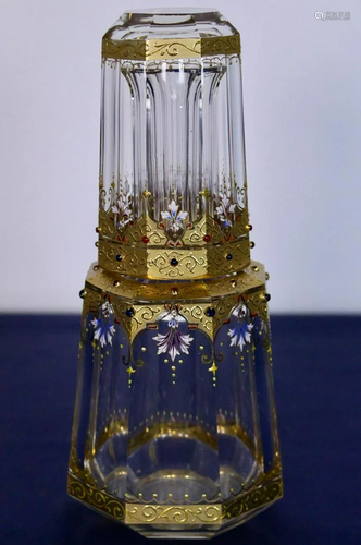 Rare Jewelled Baccarat Decanter and Glass