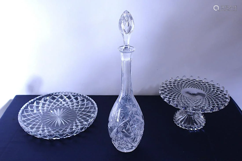 3 Decorated Pieces of Cut Crystal