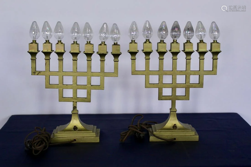 C. 1910 Pair Seven Light Sabbath Candelabra Form Lights