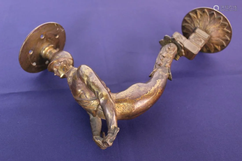 19th Century Bronze Figural Gas Sconce