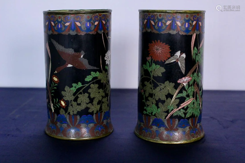 2 19th Cent. Japanese Cloisonne Brushpots