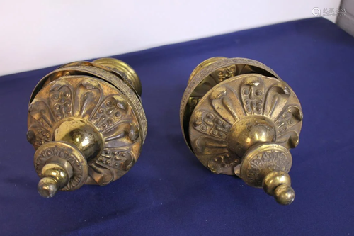 Two Large Rare Ornate Victorian Curtain Rod Ends