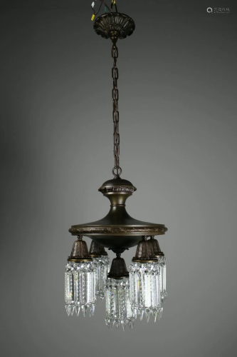 Colonial Revival Crystal Chandelier 5 light