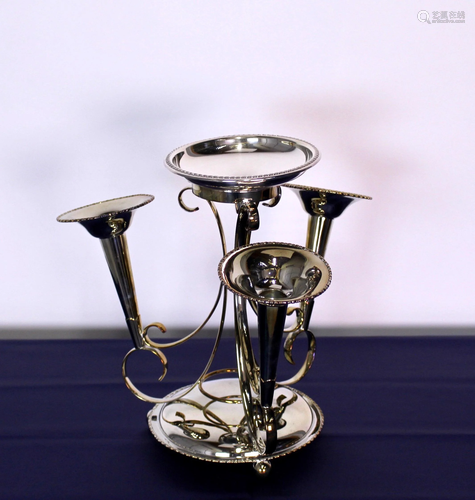 Large Silver Plate Epergne Flower Holders