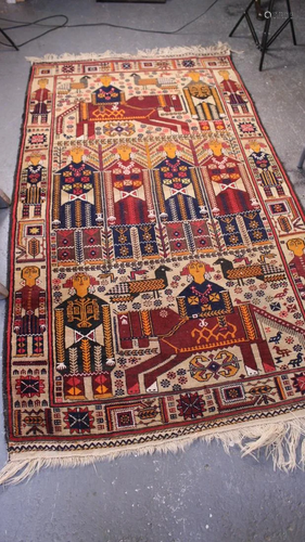 Rare Figural Kazak Russian Hand woven Carpet