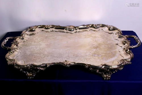 Rococo Quality Oversized Silver Plate Serving Tray