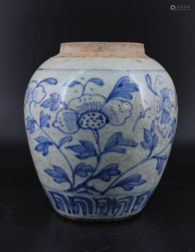 Qing Porcelain Blue&White Floral Jar