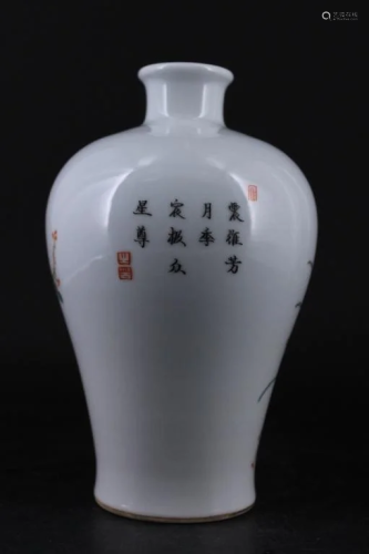 Chinese Qing Porcelain famille Rose Meipeng