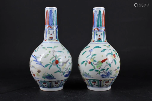 Pair of Ming Porcelain DouCai Vase