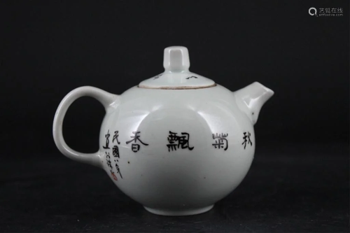 Chinese Porcelain Bird TeaPot Republic Period