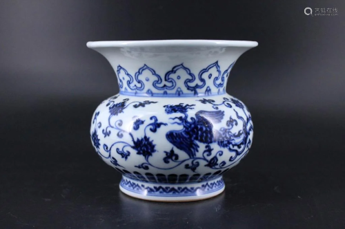 Ming Porcelain Blue&White Phoenix Vase