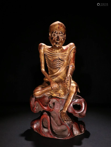 A BOXWOOD CARVING FIGURINE OF AN ARHAT