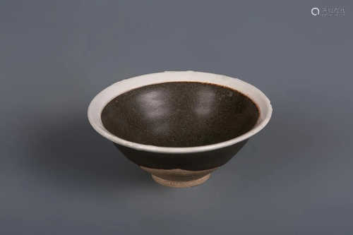 A CIZHOU KILN BLACK GLAZED BAMBOO HAT BOWL