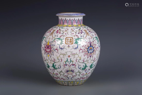 A FAMILLE ROSE FLORAL POMEGRANATE VASE