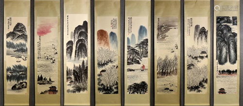 EIGHT-PANELS PAINTING OF LANDSCAPE, QI BAISHI