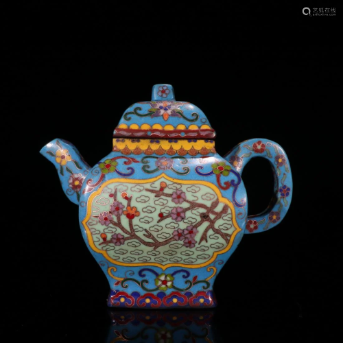 A CLOISONNE ENAMELED ZISHA TEAPOT