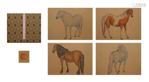 A PAINTING ALBUM OF HORSES, LANG SHINING