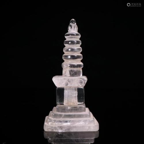 A CRYSTAL CARVING OF A STUPA