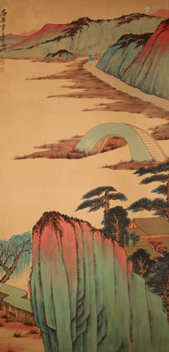 A Chinese Abstract-style Mountain-view Fortune Scroll