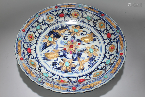 A Chinese Battle-field Massive Blue and White Porcelain