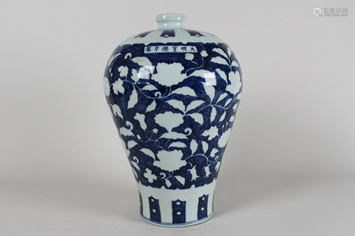 A Chinese Blue and White Fortune Porcelain Vase