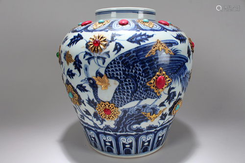 A Chinese Blue and White Myth-beast Fortune Porcelain