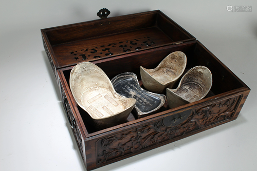 A Chinese Money Bricks Massive Lidded Wooden Box