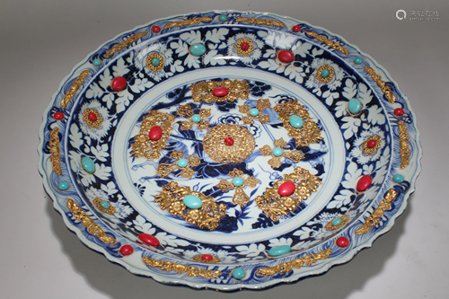 A Chinese Blue and White Story-telling Plated Massive