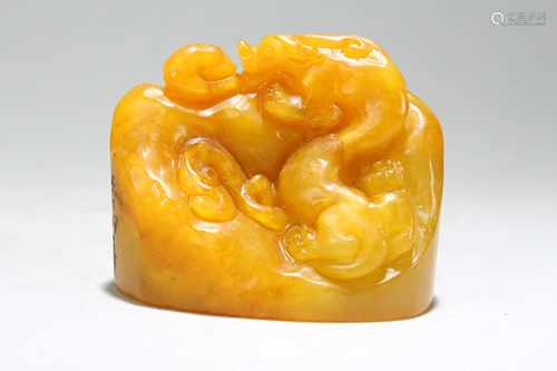 A Chinese Vividly-detailed Soapstone Fortune Seal