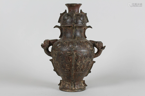 Chinese Ancient-framing Duo-handled Bronze Vessel