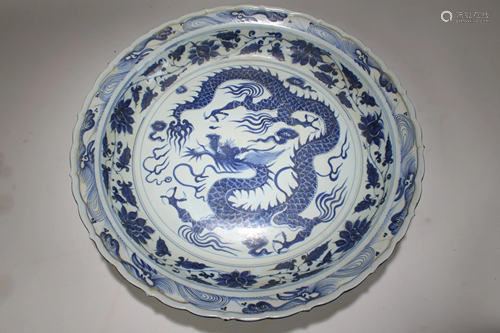 A Chinese Vividly-detailed Dragon-decorating Blue and