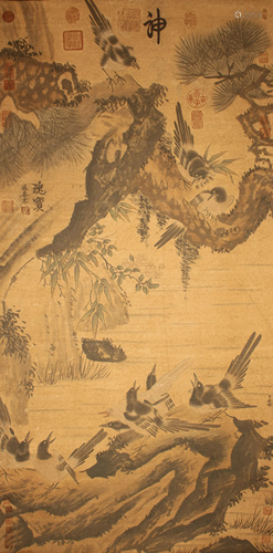 A Chinese Detailed Nature-sceen Fortune Scroll