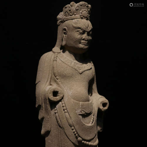 SANDSTONE HEAVENLY KING STATUE, TANG DYNASTY