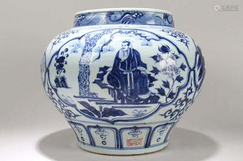 A Chinese Massive Blue and White Story-telling Fortune