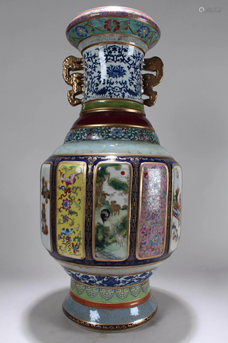 A Chinese Duo-handled Mother-of-porcelain Massive