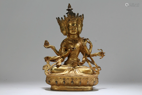 A Chinese Gilt Religious Fortune Buddha Statue