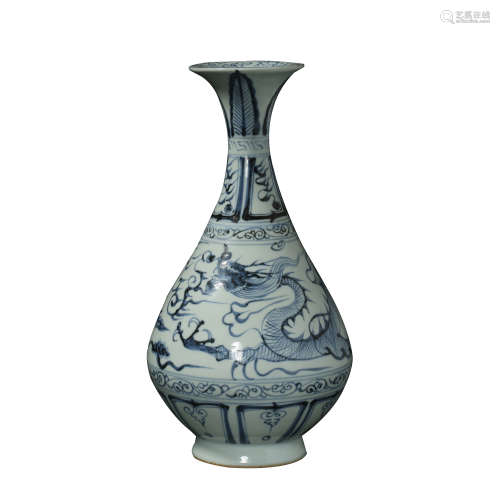 BLUE AND WHITE VASE, YUAN DYNASTY, CHINA