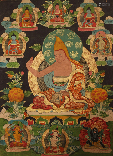 A Tibetan Mulit-buddha Fortune Thangka