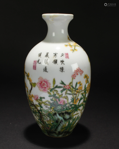 A Chinese Nature-scene Porcelain Vase