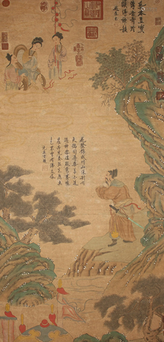 A Chinese Story-telling Fortune Poetry-framing Scroll