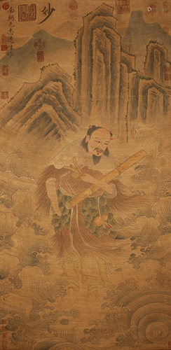 A Chinese Elder-portrait Detailed Fortune Scroll